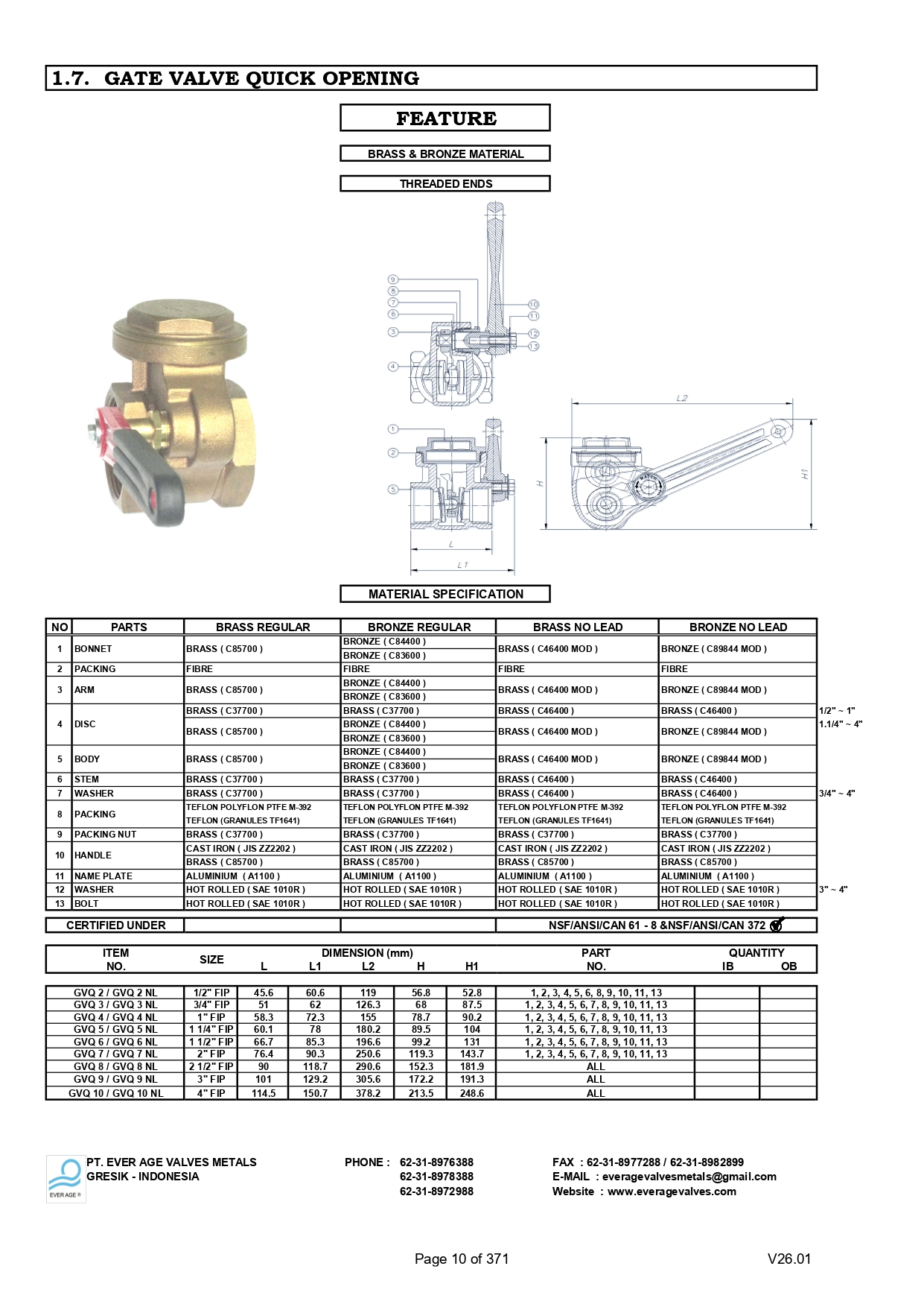 GATE VALVES QUICK OPENING - GVQ 2 - GVQ 10